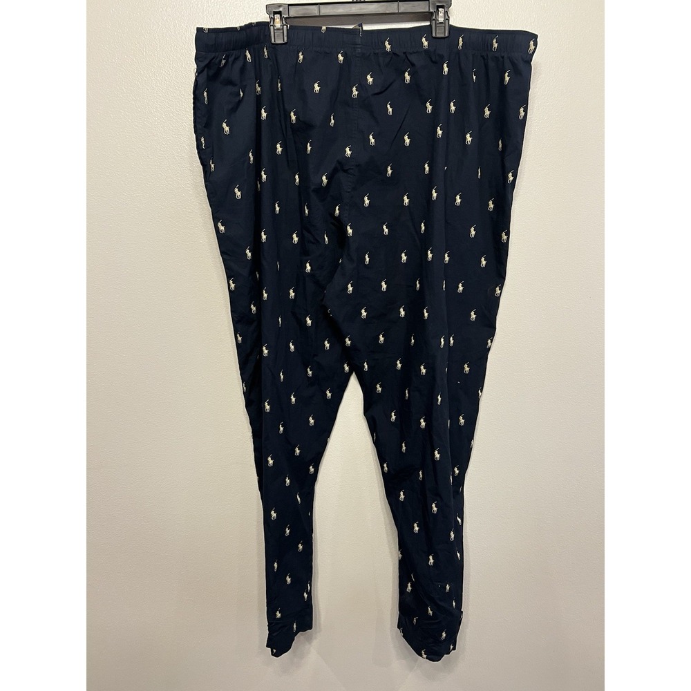 Polo by Ralph Lauren Men's Navy Pajama Lounge Pants Large Pony Logo Print Sz 3X - Picture 5 of 6